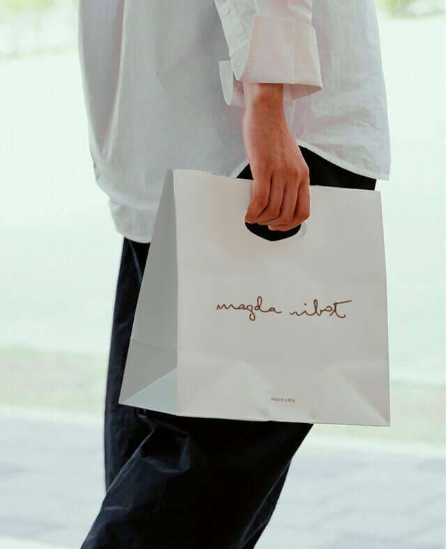 Paper bags designed for the Magda Ribot Brand Identity