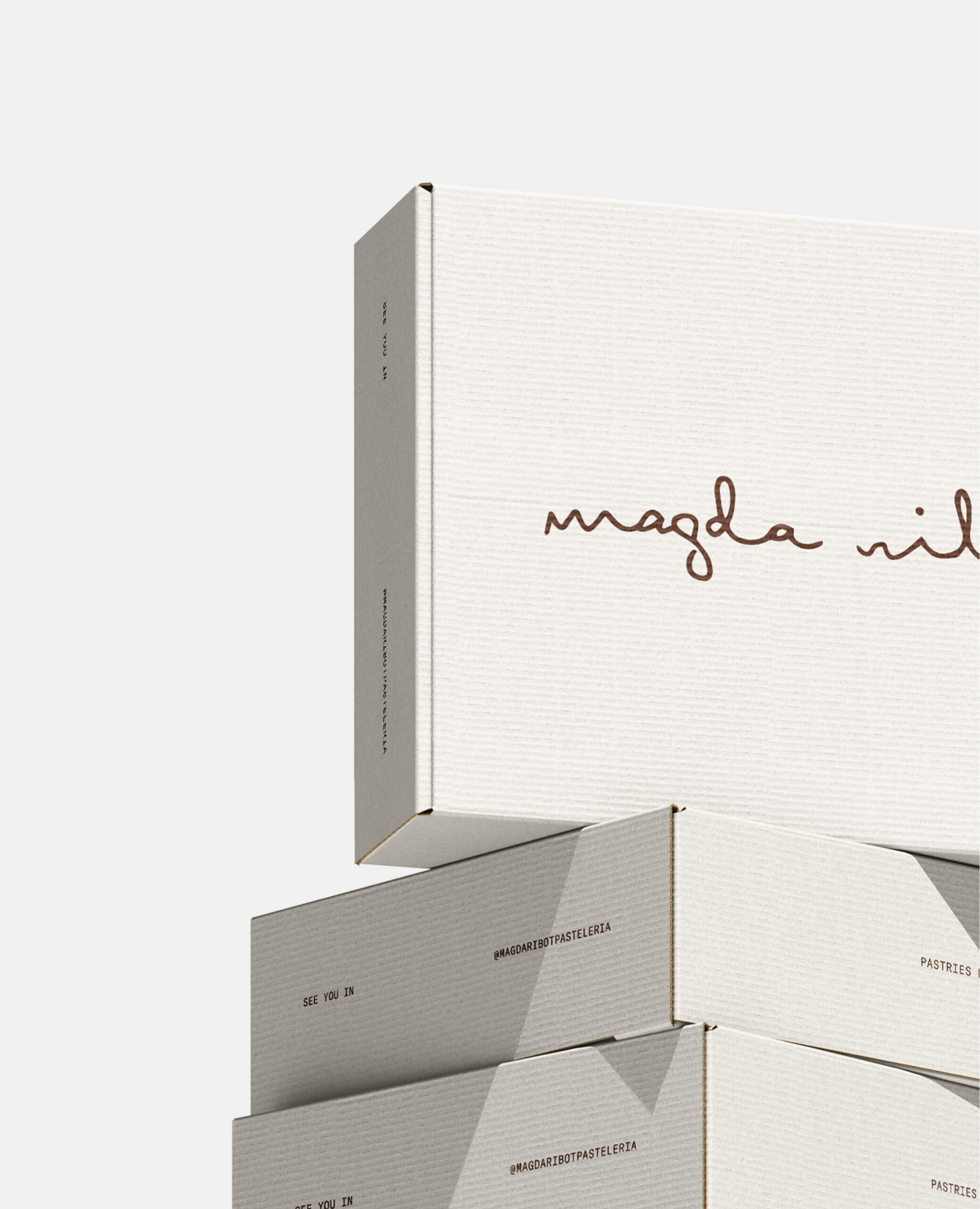 Boxes and packaging designed for Magda Ribot Brand Identity
